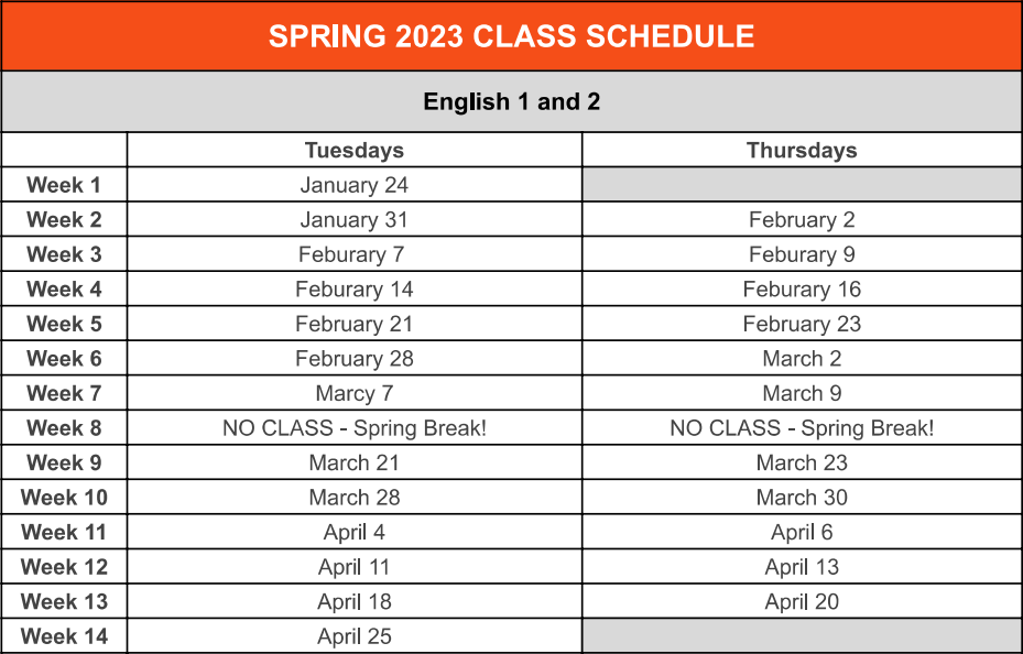 English Spring 2023 - Updated 12.18.22
